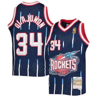 youth mitchell and ness hakeem olajuwon navy houston rocket-484